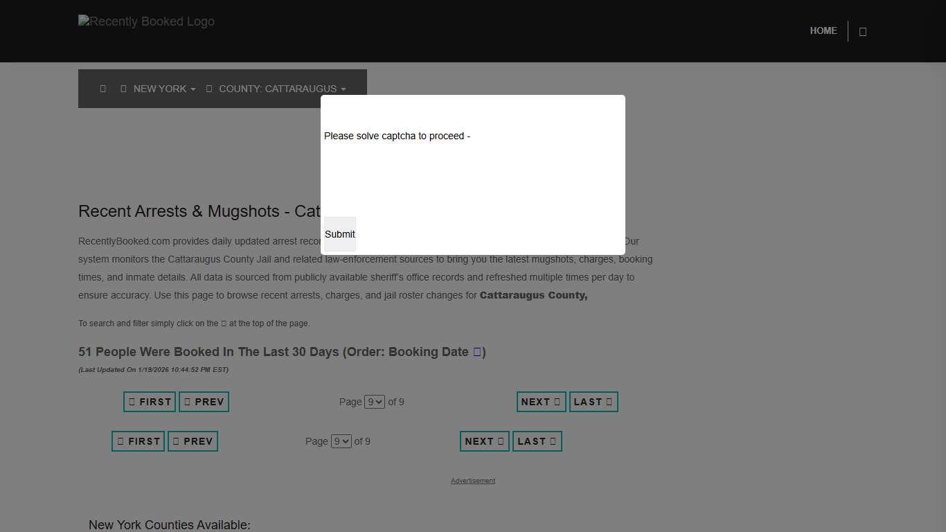 Cattaraugus County, New York Mugshots | RecentlyBooked.com