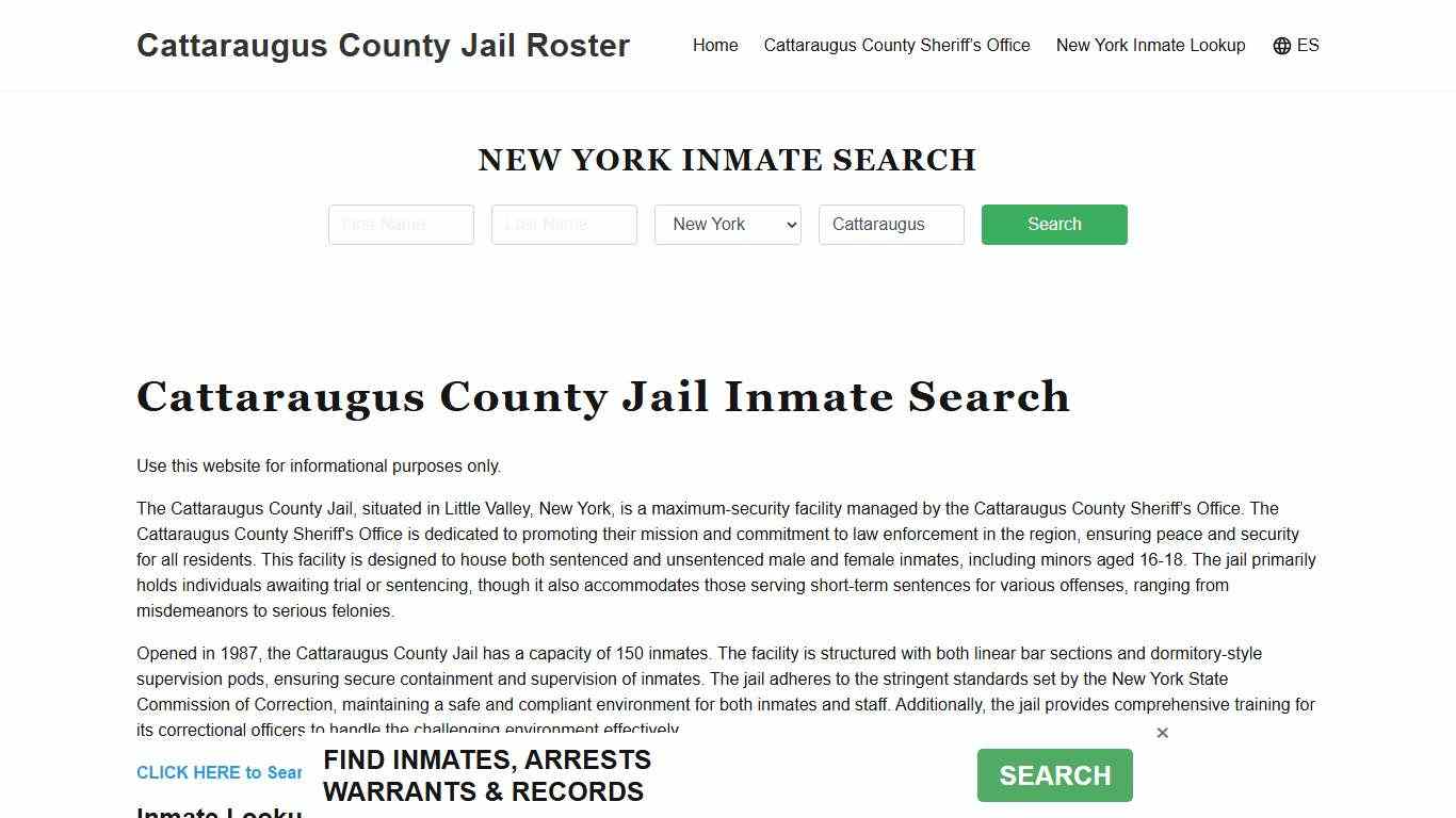 Cattaraugus County Jail Roster Lookup, NY, Inmate Search
